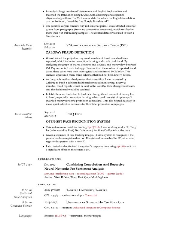 CV page 2: work experience, publications and education